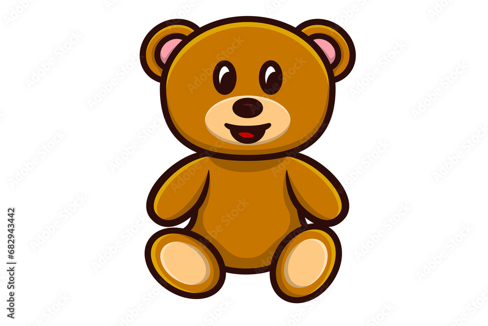 Sitting Teddy Bear vector icon illustration. Animal nature icon design concept. Cartoon character, Zoo animal, Bear baby, Soft animals, Dangerous animal, Childhood toy.