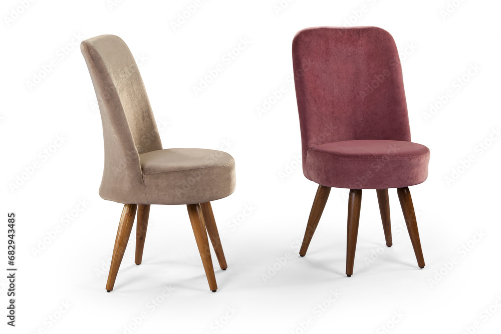 chair isolated on white background . wooden and fabric furniture . different angle chair isolated on white background . wooden and fabric furniture . different angle