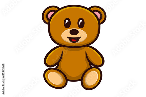Sitting Teddy Bear vector icon illustration. Animal nature icon design concept. Cartoon character  Zoo animal  Bear baby  Soft animals  Dangerous animal  Childhood toy.