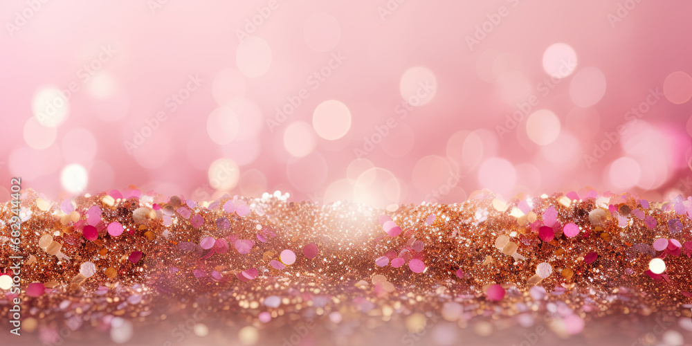 abstract pink background with bokeh and fairy lights