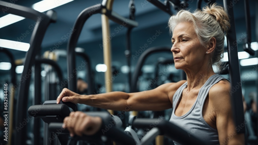 Obraz premium Elderly woman doing sports