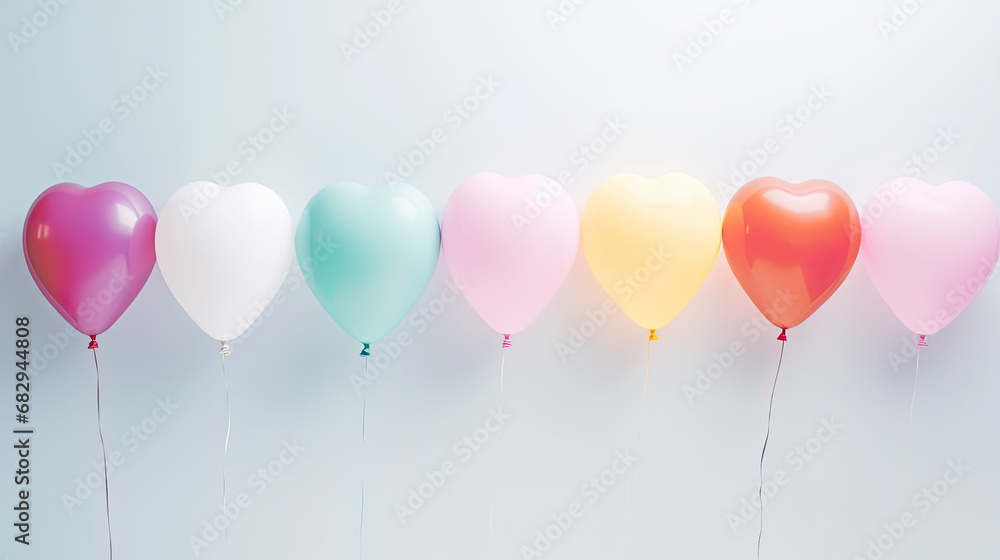 heart shaped colourful balloons on a white background 