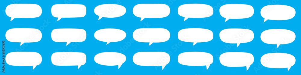 Set of hand drawn speech bubbles. Speak bubble text, cartoon chatting box, message box. Blank empty white speech bubbles. Set of hand drawn speech bubbles. Speak bubble text, cartoon chatting box, message box. Blank empty white speech bubbles.