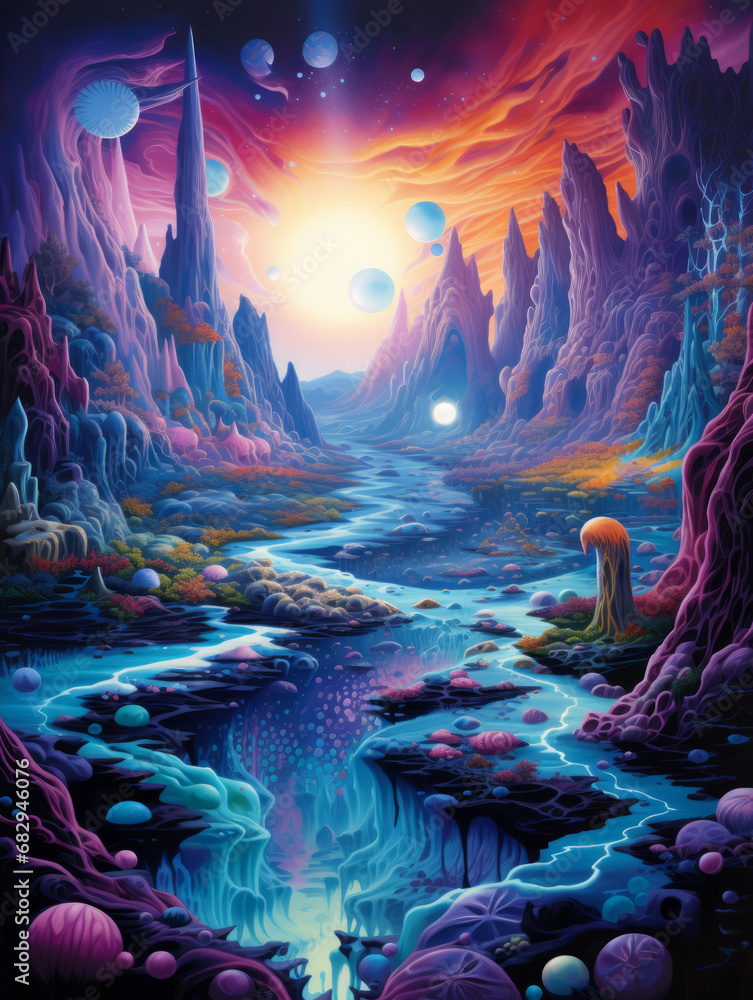 River in the mountains, fairy tale illustration, AI Generation River in the mountains, fairy tale illustration, AI Generation