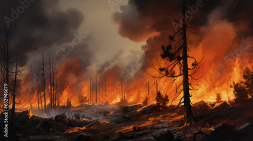 Forest fire, AI Generatio