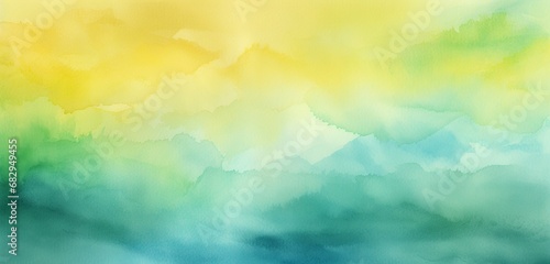 Green, yellow, and blue-gray watercolor backdrop. Rasterized abstract art. A gradient painting created by hand. photo