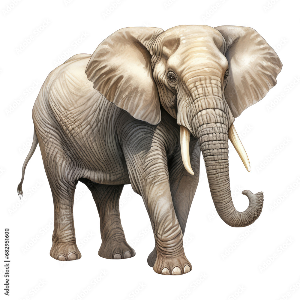 Obraz premium Watercolor African Animal. African Elephant Clipart. Hand Drawn African Safari Animal Illustration.
