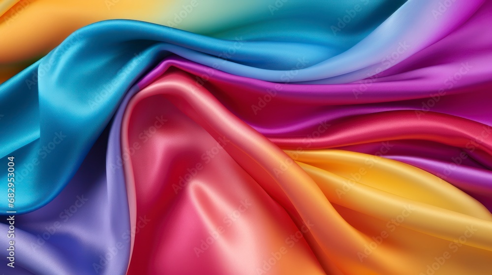 Colorful silk fabric cloth, rainbow background