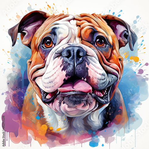 watercolor Bulldog clipart, Generative Ai