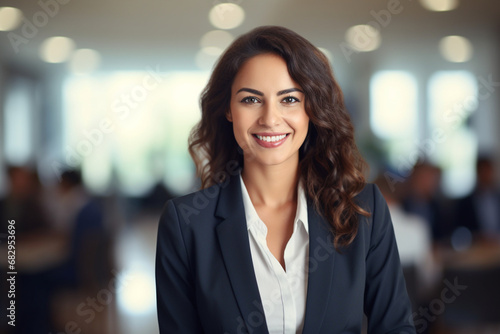 smiling business woman in conference room