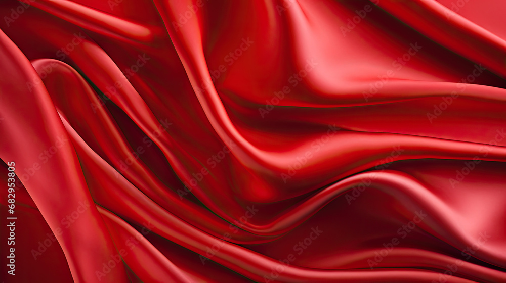 Fototapeta premium Red satin background, Valentine's Day banner 