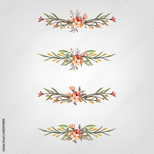 Set Botanic Blossom Floral Elements. Bloom Foliage © anomalicreatype