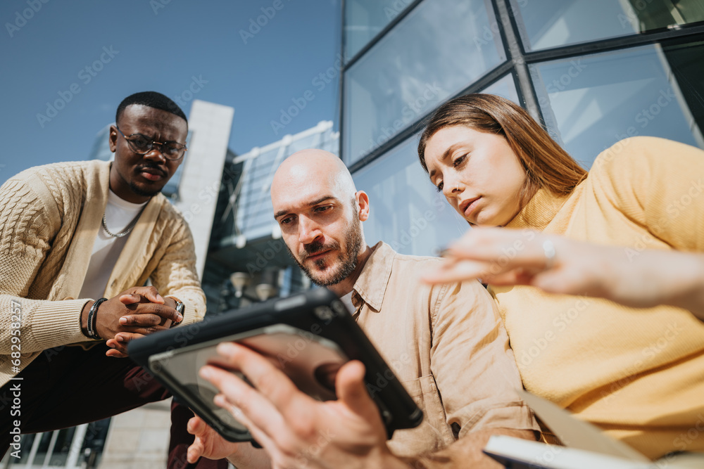 Multiracial Executive Team Strategizing Business Expansion in Urban City Multiracial Executive Team Strategizing Business Expansion in Urban City