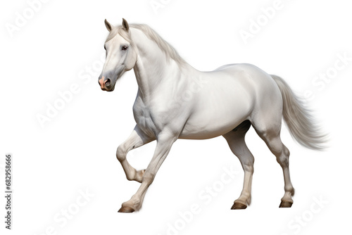 Image of white horse on white background. Farm animals.  Mammals.