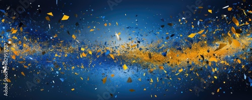 Burst of blue and gold confetti photo