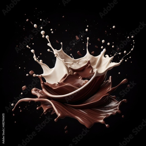 milk splash on black background