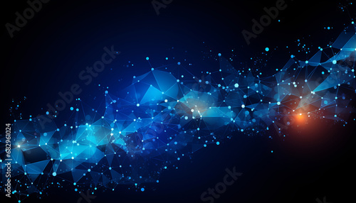 The concept of communications, the relationship of ideas and information. Dark blue creative background