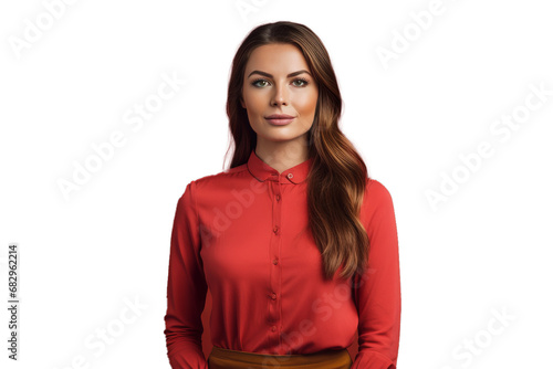 Attractive brunette woman, studio portrait, smiling in camera, attractive smile, isolated on a transparent background