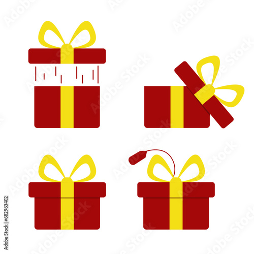 set red give box Illustration