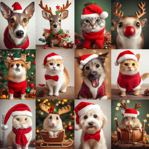 set of christmas animals