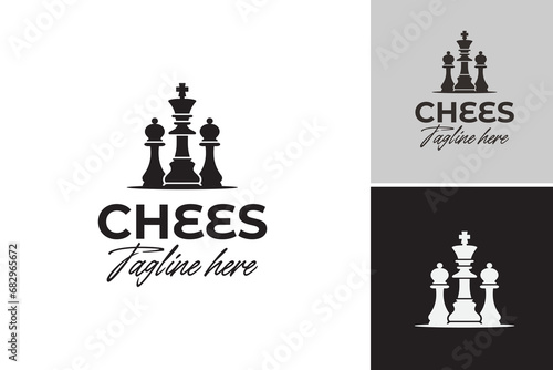 Chess table logo. A graphic design of a chessboard with chess pieces, suitable for branding, gaming companies, strategy consultants, or educational materials related to chess and strategic thinking. photo