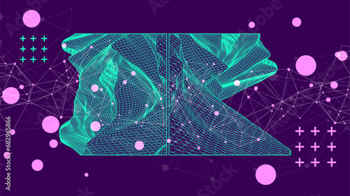 Modern science or technology elements in square. Trendy abstract background. Surface illustration. Hand drawn vector art.