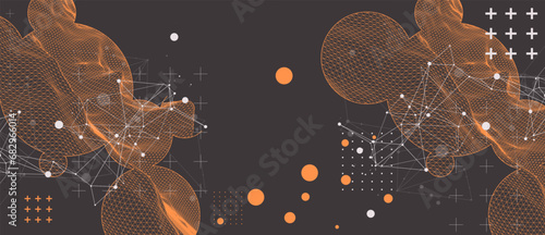 Modern science or technology elements. Trendy abstract background. Cyberspace surface illustration. Hand drawn vector. photo