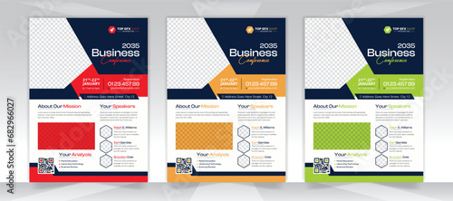 Annual Conference Flyer Layout with Geometric shape