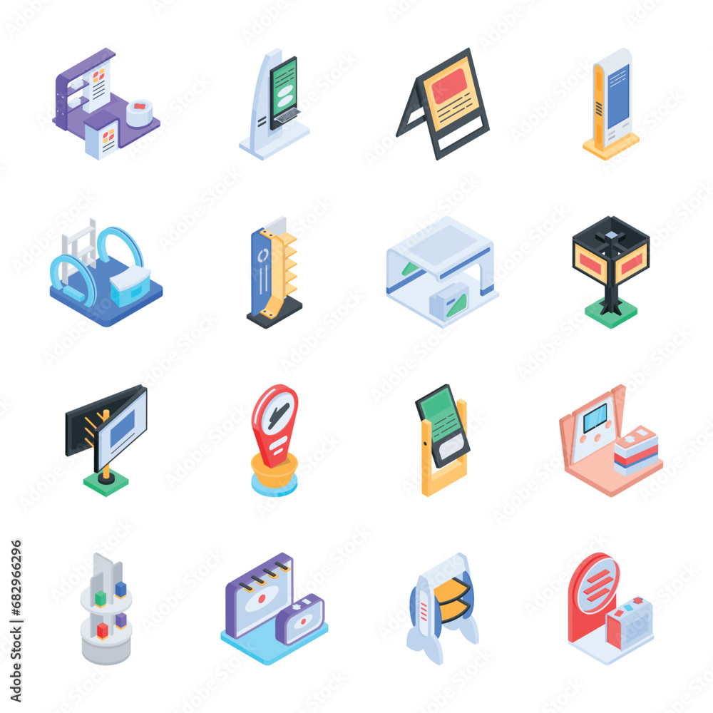 Advertising Isometric Icons Advertising Isometric Icons
