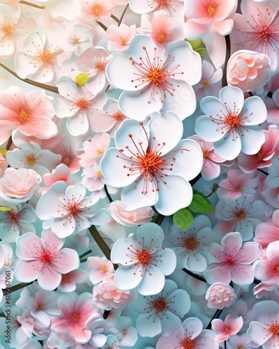 Beautiful white flowers in spring. Generative Ai