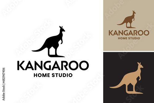 Kangaroo home studio logo refers to a creative and flexible workspace setup, suitable for freelancers, content creators, and anyone working from home. photo