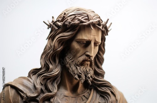 Wooden figure of Jesus Christ. Generative IA
