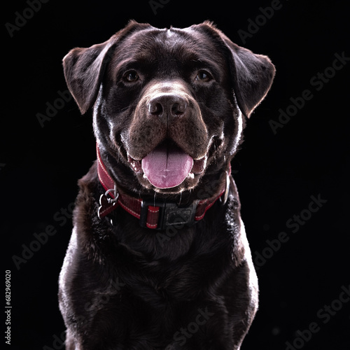 Cane Labrador su sfondo nero photo