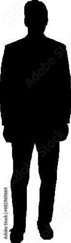 Silhouette of a man standing straight.