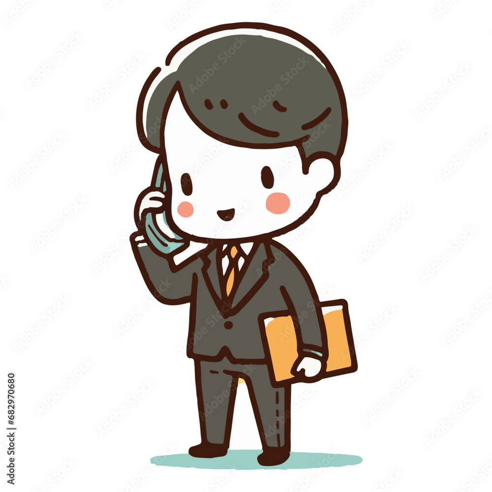 business man in speaking on phone. Person calling to mobile. Vector illustration in cartoon style business man in speaking on phone. Person calling to mobile. Vector illustration in cartoon style