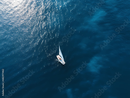 Sail Boat from above on a body of water