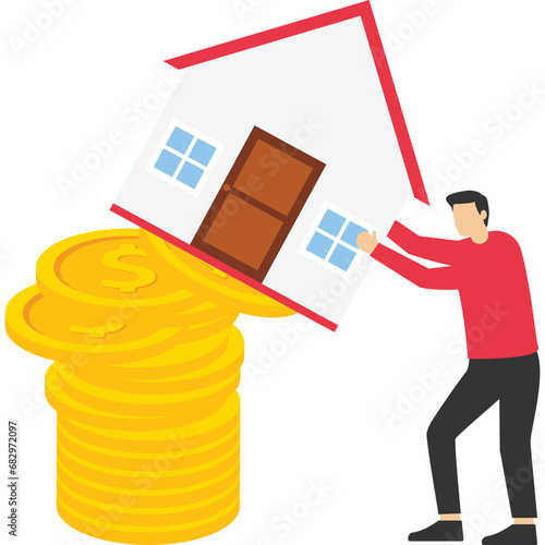failure or obstacle, missed target, difficulty in working hard to achieve target or setting too high or unrealistic goal concept, businessman trying hard to push dartboard or arrow target up hill.


