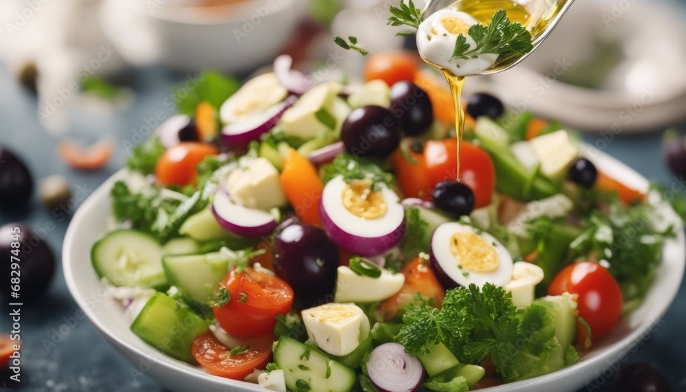 Vegetable salad in a bowl with flying ingredients-topaz.jpeg, Vegetable salad in a bowl with flying ingredients, mayonnaise, olive oil-topaz.jpeg, Vegetable salad in a bowl