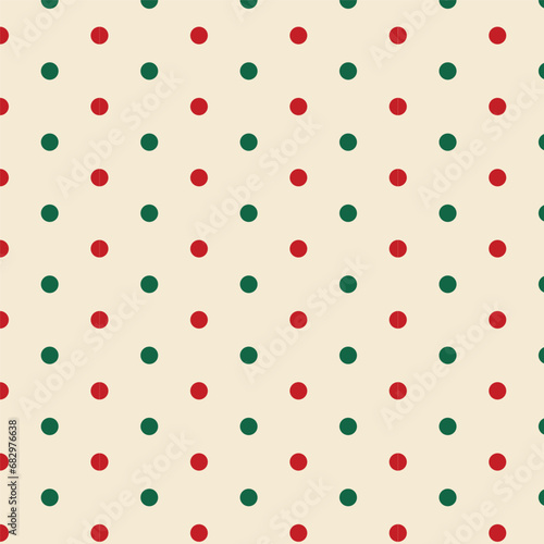 Red and Green Polka Dots Seamless Pattern, Background for Christmas, Winter. Vector Illustration