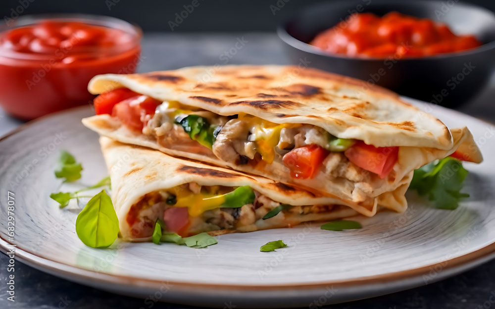 Capture the essence of Quesadilla in a mouthwatering food photography shot Generative AI Capture the essence of Quesadilla in a mouthwatering food photography shot Generative AI