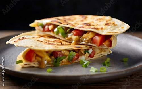 Capture the essence of Quesadilla in a mouthwatering food photography shot Generative AI