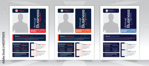 Modern corporate conference flyer template design and business conference flyer template design vector with Geometric shape