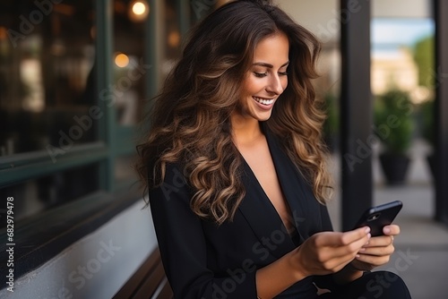Positive emotions. Lifestyle concept. Close up of young charming dark-haired caucasian woman in black dress smiling