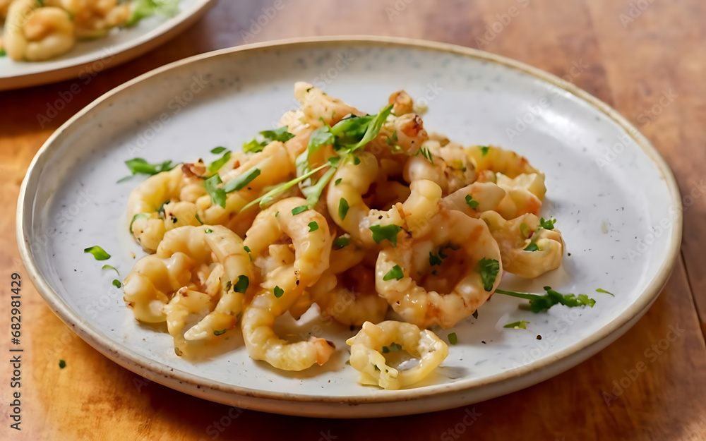 Capture the essence of Calamari in a mouthwatering food photography shot Generative AI Capture the essence of Calamari in a mouthwatering food photography shot Generative AI