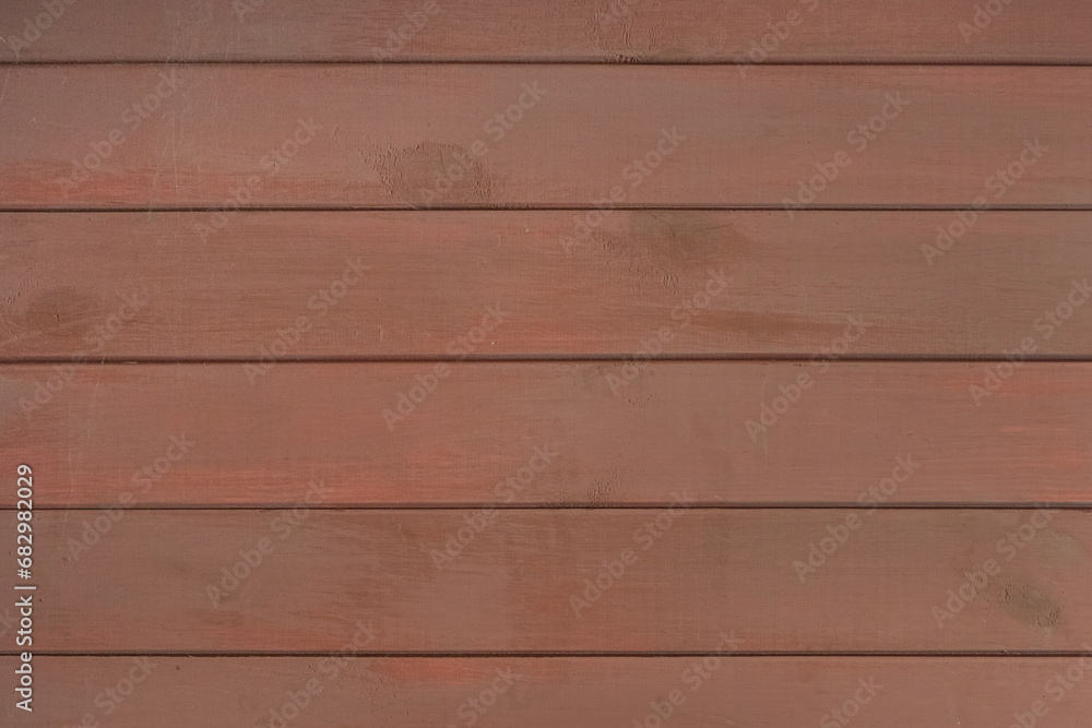 Naklejka premium Old Brown Color Paint Horizontal Lines Stripes Wooden Texture Boards Table or Floor, Fence Background Plank