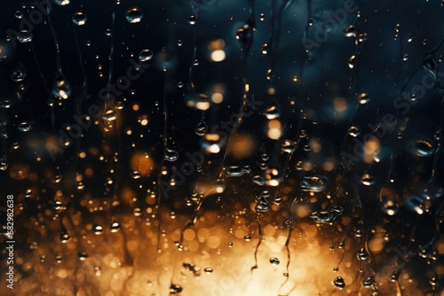A close-up view of rain drops on a window. 