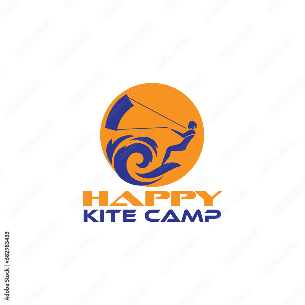 kite beach sports camp logo design vector