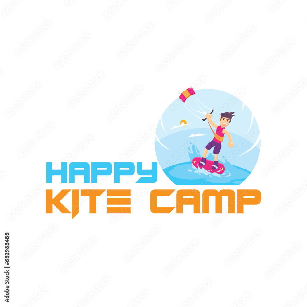 kite beach sports camp logo design vector