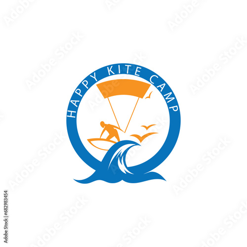 kite beach sports camp logo design vector