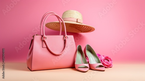pink shoes and handbag  photo